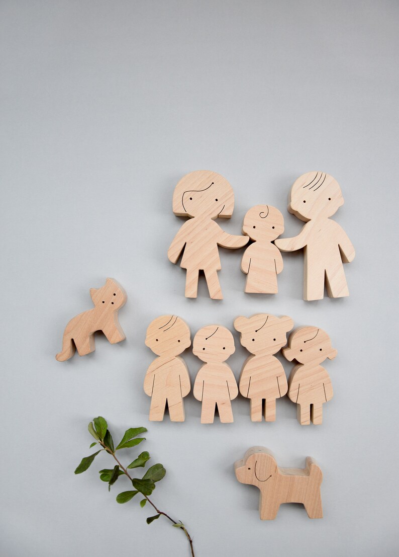 wooden family figures