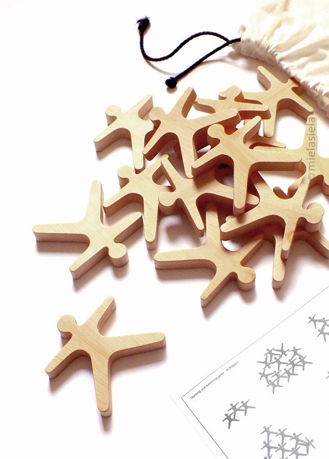 Wooden Stacking Balance Board Game ACROBATS® by Mielasiela Etsy UK