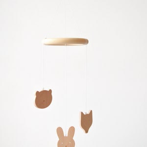 Minimalist Baby Mobile Woodland with 3 animals - hare, bear and fox