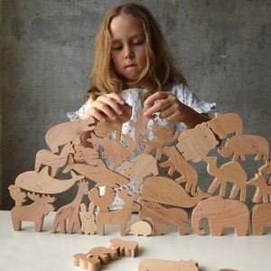 Wooden Animals Stacking and Balancing Toy