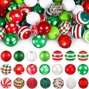 100 Pcs Christmas Series 20mm Acrylic Bubble Beads for Handmade DIY Accessories