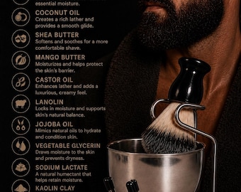 Artisan Shave Soap: 100% Grass-Fed Tallow, Lanolin, Jojoba – Rich Lather