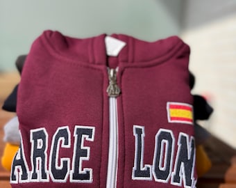 Barcelona geborduurde hoodie met rits voor kinderen | Souvenirsweater Spanje