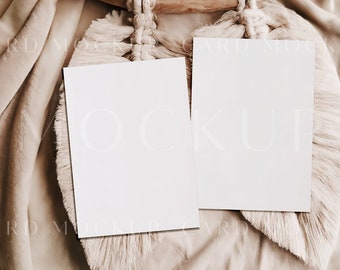 Boho Card Mockup, Vertical card mockup, Wedding stationary mockup, Macrame and linen two sided card mockup, Neutral 5x7 card mock up GCM32