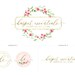 Watercolor Floral Logo design & Sublogo - Calligraphy Logo - Wreath Logo - Vintage Rental logo - Custom PreDesigned - Event Logo