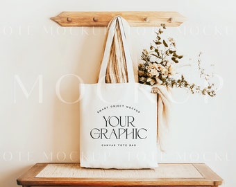 Boho Canvas Tote Mockup, Cloth Tote Bag mockup, Smart Object Product Mockup, Branding Mock-Up, Natural Canvas Tote Bag Mock Up GTM06