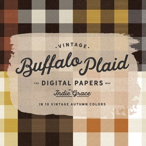 Papéis xadrez Buffalo vintage de outono, padrões xadrez digitais, fundos xadrez digitais, padrão xadrez de outono, uso comercial OK