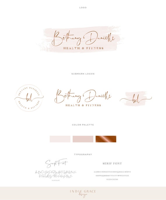 Modern Painted Logo Design Copper Bronze Foil Logo Design Etsy