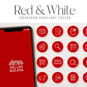 300 Red & White Instagram Highlight Covers, Real Estate Instagram cover icons, Realty Instagram Icons, Realtor Instagram Story Icons