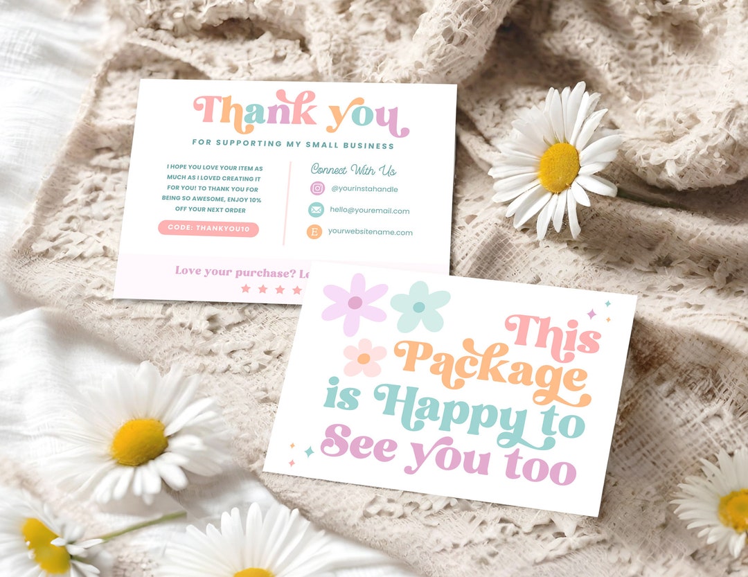 Retro Pastel Flower Thank You Card Canva Template, Cute Editable ...