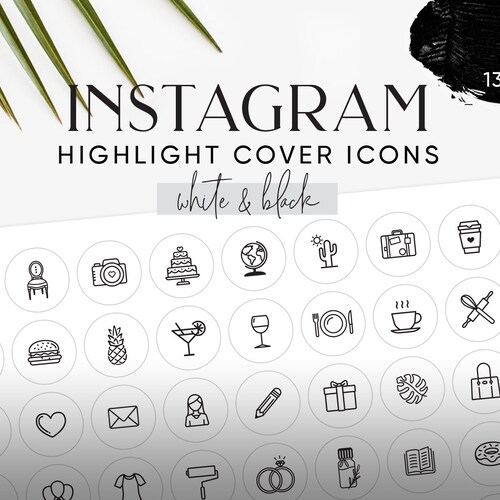 200 Instagram Story Highlights Icons Covers Black and White | Etsy