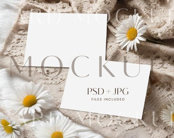 Boho Daisies Card Mockup, card mock up, Wedding stationary mockup, Natural tones two sided card mockup, Neutral 5x7" card mock up CM59