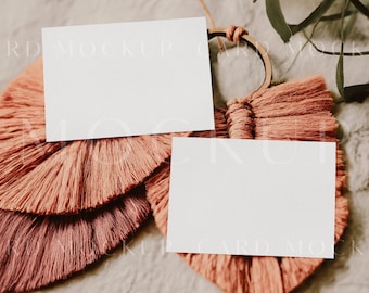 Boho Card Mockup, Double card mockup, Wedding stationary mockup, Macrame Earthy two sided card mockup, Neutral 5x7 card mock up GCM35