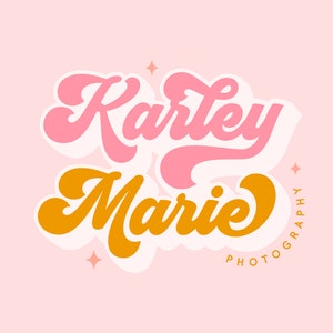 May include: A pink and orange logo with the text "Karley Marie Photography" in a retro font style.