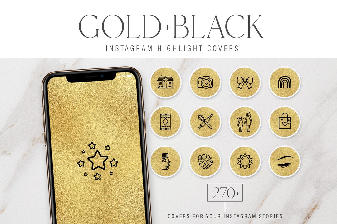 270 Instagram Highlight Cover Images Modern GOLD Foil & - Etsy