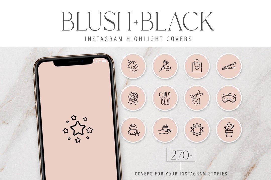 270 Instagram Highlight Cover Images Modern Blush & Black - Etsy