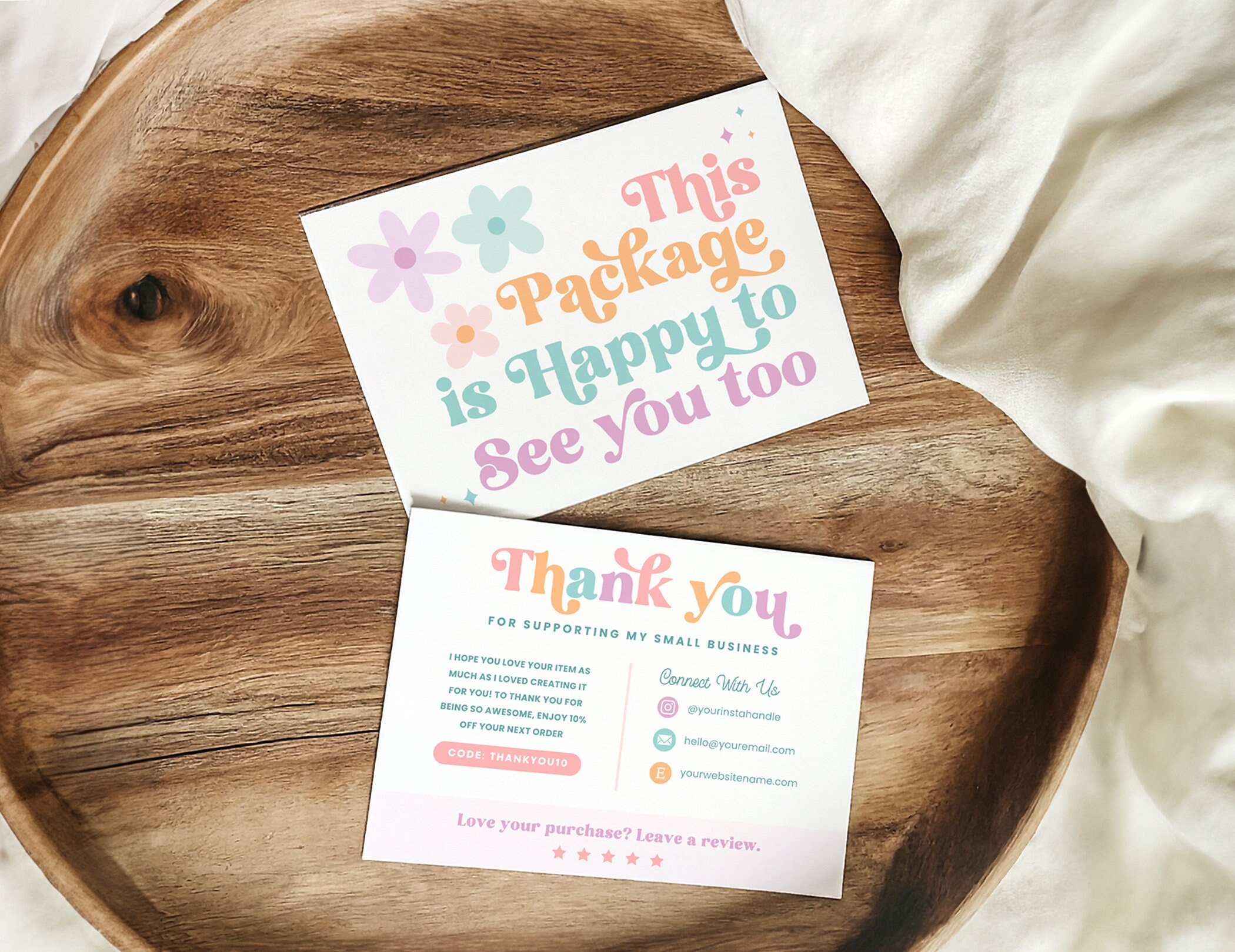 Retro Pastel Flower Thank You Card Canva Template, Cute Editable ...