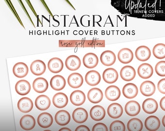 132 Rosegold Instagram Highlight Story Cover Buttons - Rose Gold & White Social Media Icons - blogger bundle - Modern Instagram Covers