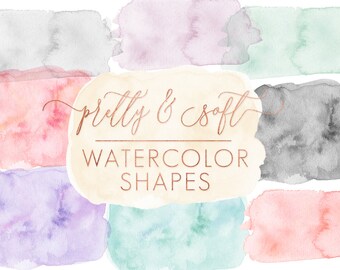 Soft Pretty Watercolor Forms and Shapes - Watercolor Backgrounds - Watercolor Shape Clip Art, water colour backgrounds, Commercial Use OK