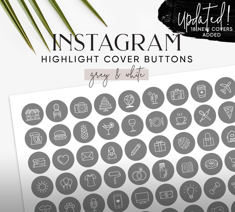 132 Instagram Highlight Cover Buttons Grey & White Social | Etsy