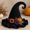 Halloween Witch Hat Crochet Pattern PDF, Amigurumi Witch Hat Decor Tutorial, Pumpkin Rose Hat Pattern, Instant Download DIY product logo