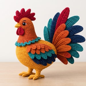 Rooster Crochet Pattern PDF, Amigurumi Chicken Pattern, Farm Animal Crochet Tutorial, DIY Plush Rooster, Instant Digital Download
