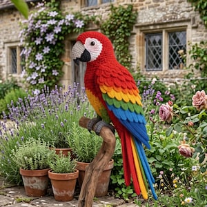 Scarlet Macaw Crochet Pattern PDF, Realistic Parrot Amigurumi Pattern, Tropical Bird Crochet Tutorial, Instant Download Gift