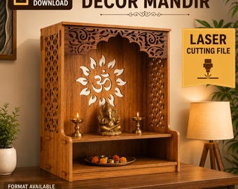 Wooden 3D Temple Laser Cutting File | Home Office Decor SVG (Digital Download)