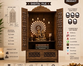 Wooden Temple Laser Cut File, Home Office Decor (Digital Download)