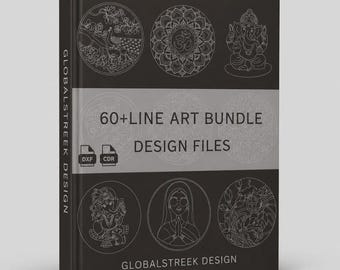 60+ Line Art Designs Bundle for Laser Marking & Engraving | DXF And CDR Files