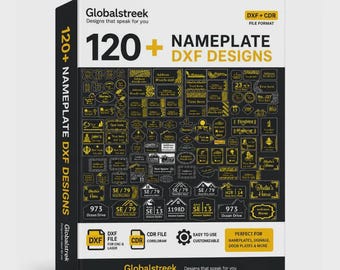 120+ Nameplate DXF Designs – Laser Cutting Bundle (DXF, CDR Files)