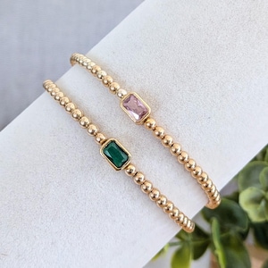 Wicked Friendship Bracelets - guldpläterade Elphaba/Glinda gröna rosa cz-pärlor, minimalistiska Defy Gravity bästa vän boho mors dag-presenter