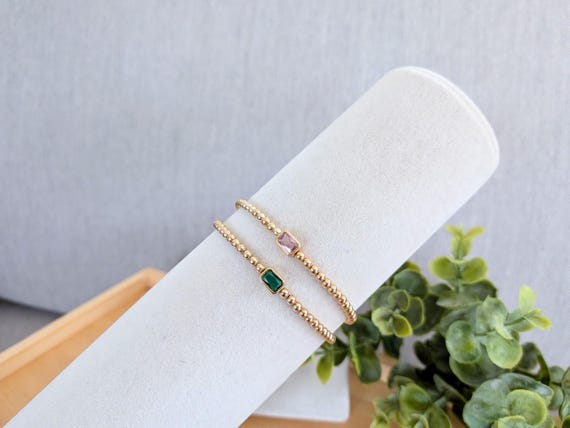 Wicked Friendship Bracelets- gold plated Elphaba/Glinda green pink cz beads, minimalist Defy Gravity bestie bff boho Mothers Day gifts