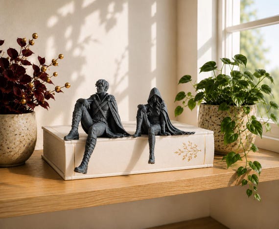 Fireheart & Fae Shelf Sitter Set | Aelin and Rowan-Inspired Throne of Glass Decor