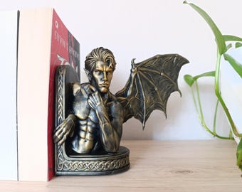 Bat Boy Bookend, High Fae Winged Statue, Fantasy Bookish Gift, Bookshelf Decor for Book Lovers, Shadow Singer Figurine, Night Court Inspired