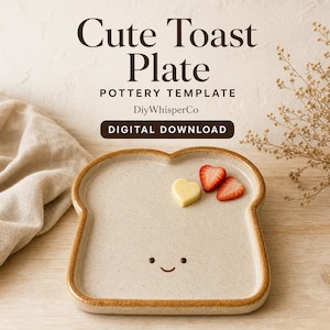 Modello fai da te per piatto da toast in ceramica / Modello per la realizzazione di una lastra a forma di pane / Modello per piatto in argilla a lastra (Download PDF)