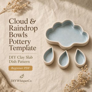 Cloud & Raindrop Bowl Pottery Template, Printable A4 Slab Building Pattern, Handbuilding Ceramic PDF