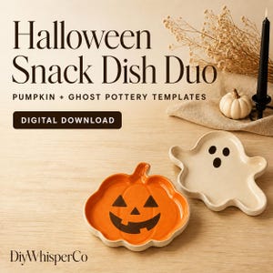 Halloween Pumpkin & Ghost Snack Dish Pottery Template PDF | Halloween Decorations