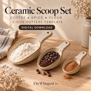 Ceramic Scoop Set Pottery Template | Measuring Spoon Set | Slab Building Pattern (Digital Download)