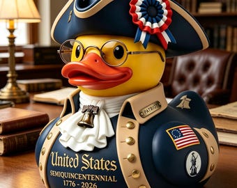 Anatra patriottica per il 250° anniversario degli Stati Uniti, scultura del quinquennio 1776-2026, oggetto da collezione per i padri della Guerra d'Indipendenza americana, regalo per la decorazione della scrivania.