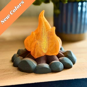 Mini Campfire Desk Decor with Flickering Candle – Cozy Bonfire Desk Light, Campfire Night Light, Cabin Desk Decor, Camping Lover Gift