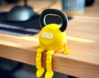 Kettlebell Buddy – Gym Desk Companion with Articulated Legs | Fun Gym Decor | Fitness Gift for Gym Lovers