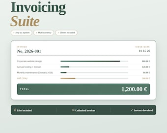 Invoice Template Excel Invoice Generator Small Business Invoicing Spreadsheet Quote Receipt Client Database Freelancer Billing Tracker