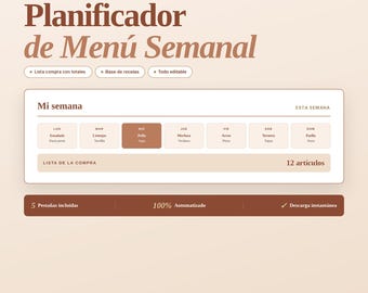 Veckovis menyplanerare Excel-mall Matplanering Inköpslista Recept Familjenmeny Hemorganisation