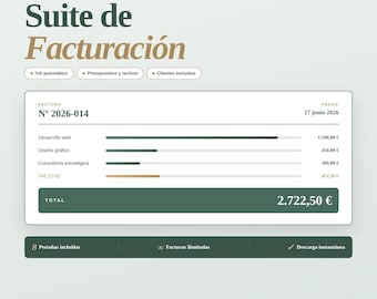 Plantilla Factura Excel Autónomos Modelo de Factura Presupuesto y Recibo Control IVA e IRPF Trimestral Facturación Excel Contabilidad