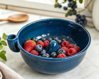 Bol de cerámica artesanal con diseño de remolino de bayas, 20 cm, de gres, para lavar frutas, decoración multicolor para encimera de cocina, regalo ideal para inauguración de casa.