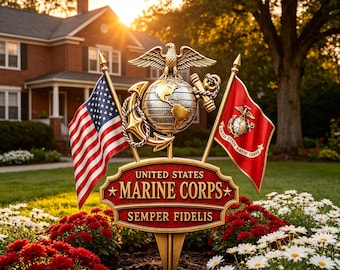 Military Veteran Metal Yard Sign,Patriotic Service Tribute Garden Stake,Double Sided Outdoor Lawn Decor, Gift for Veterans & Military Family