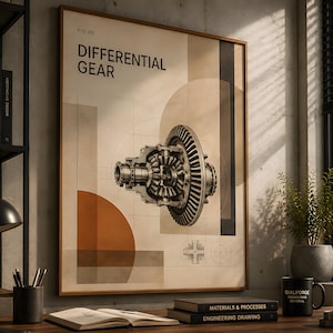 Engineering Poster | Differential Gear Wall Art | Industrial Office Decor | Engineer Gift (Digital Download)
