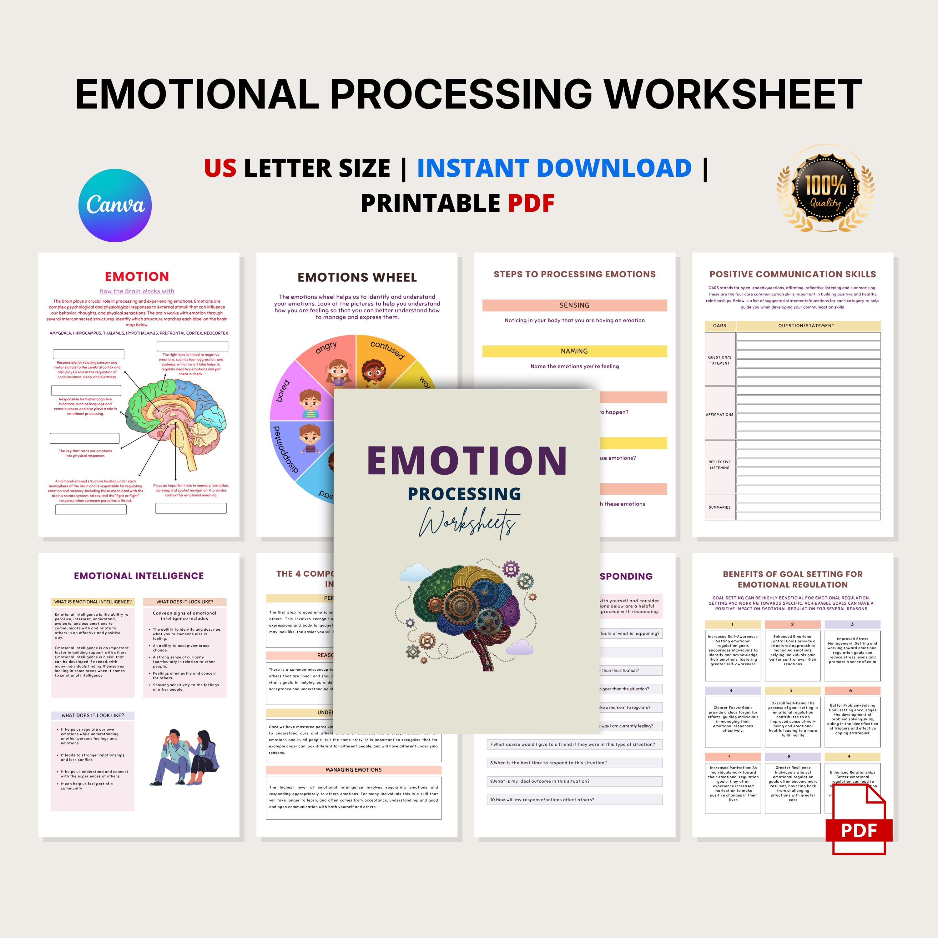 Emotion Processing Workbook Printable | Emotional Regulation Worksheets ...
