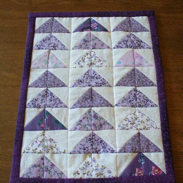 Darling Miniature Purple Flying Geese Doll Quilt